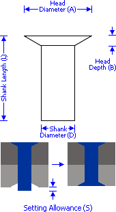 Solid 120deg Countersunk Head Rivet - schematic